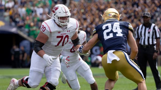 Wisconsin offensive lineman Josh Seltzner (Credit: Mark Hoffman / Milwaukee Journal Sentinel / USA TODAY NETWORK)